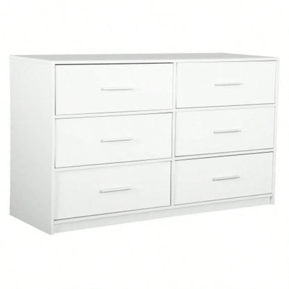 6 - Drawer Dresser with Large Fabric Drawers, White