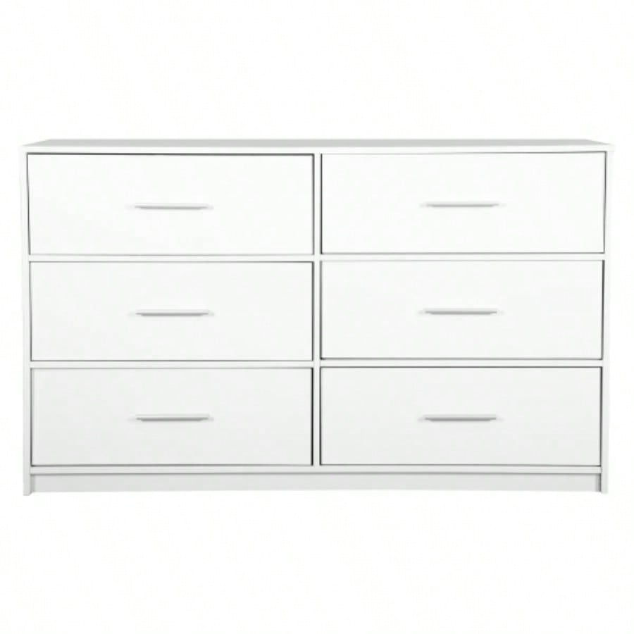 6 - Drawer Dresser with Large Fabric Drawers, White
