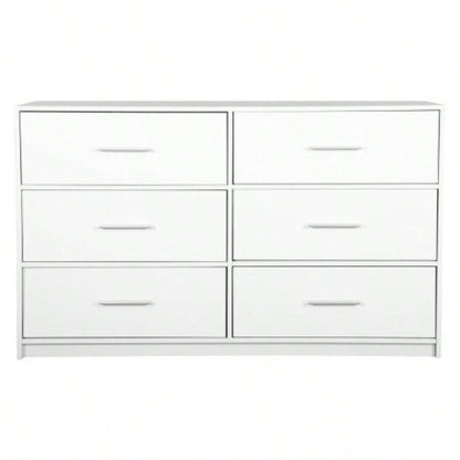 6 - Drawer Dresser with Large Fabric Drawers, White