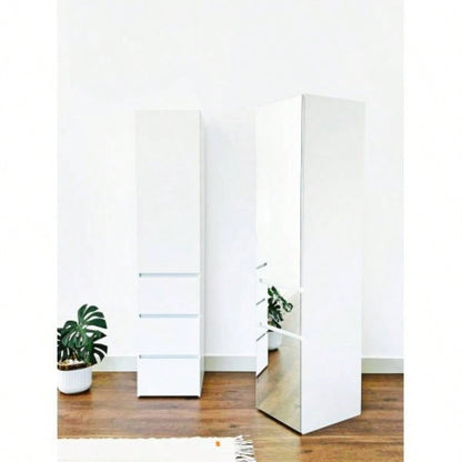 Elise Slim Modular Wood Closet Cabinet with Drawers in White
