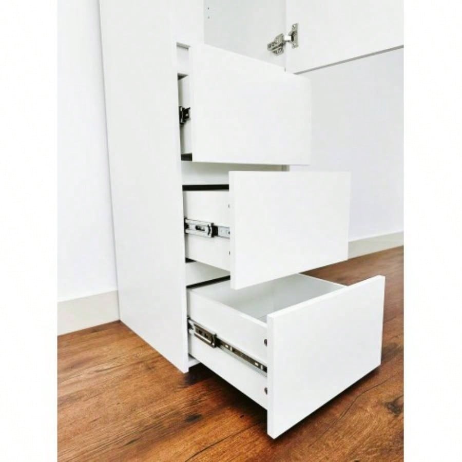 Elise Slim Modular Wood Closet Cabinet with Drawers in White