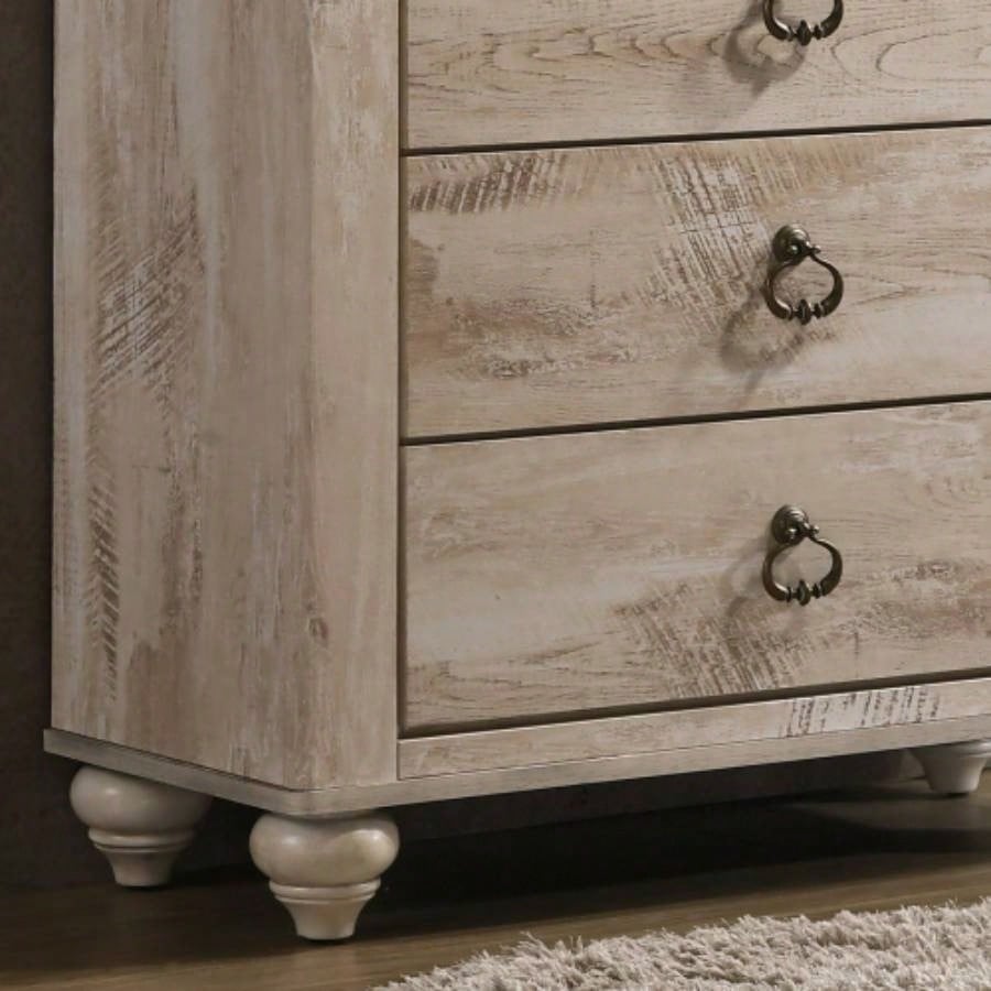 Imerland Contemporary Patched Wood Top 5 - drawer Chest, White Wash