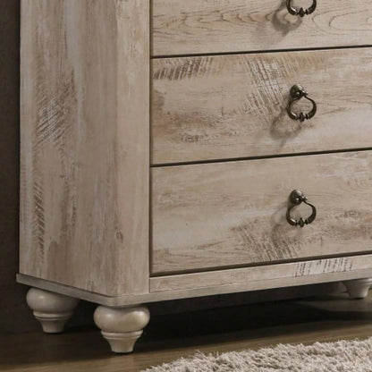 Imerland Contemporary Patched Wood Top 5 - drawer Chest, White Wash