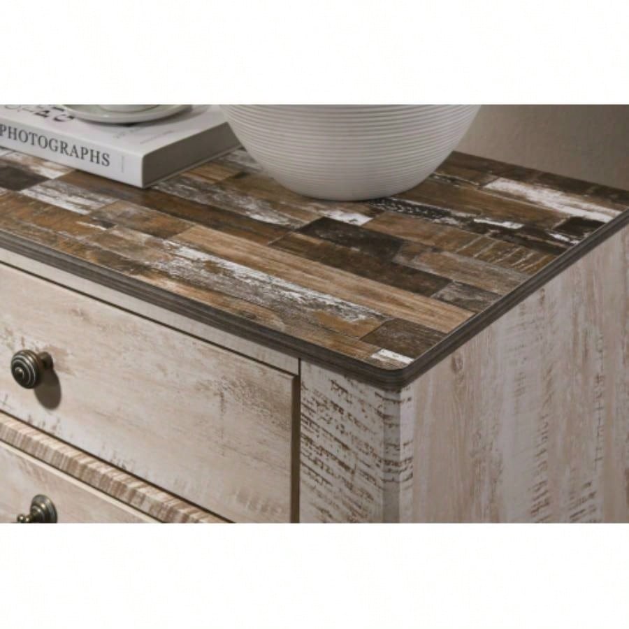 Imerland Contemporary Patched Wood Top 5 - drawer Chest, White Wash