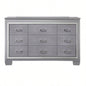 1pc Modern Five Drawer Tall Chest Mirror Accents Hardware Faux Accent Silver