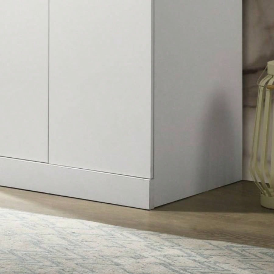 Michael 29.5 White Double Door Wardrobe Cabinet Armoire with Shelf and Hanging Rod