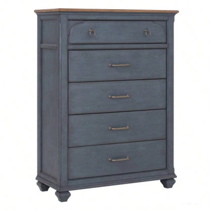 5 - Drawer Chest, No Assembly Required, Corduroy Blue