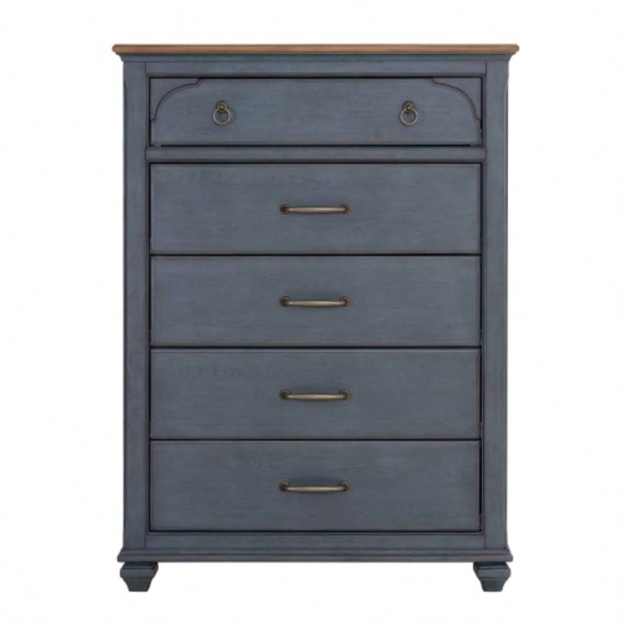 5 - Drawer Chest, No Assembly Required, Corduroy Blue