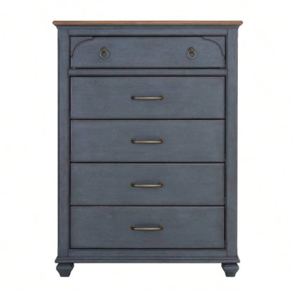 5 - Drawer Chest, No Assembly Required, Corduroy Blue