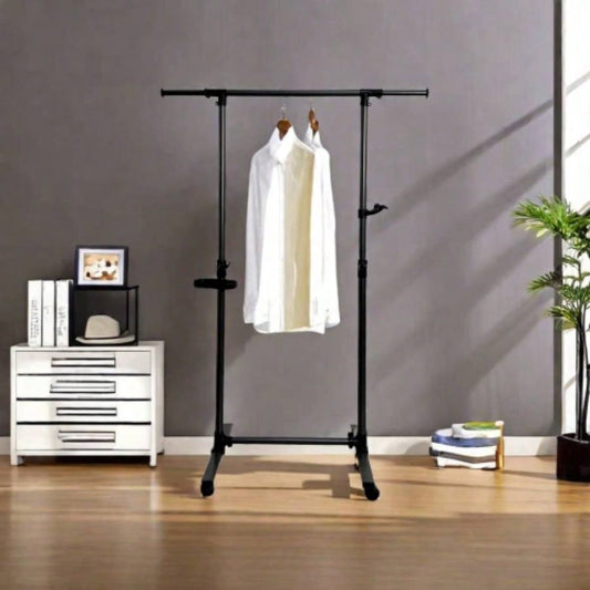 Short Clothing Racks Hanging Clothes with Bottom Shelves and Wheels Heavy Duty Rolling Clothes Rack Kids Clothing Rack Adult Coat, Closet, Wardrobe - Black