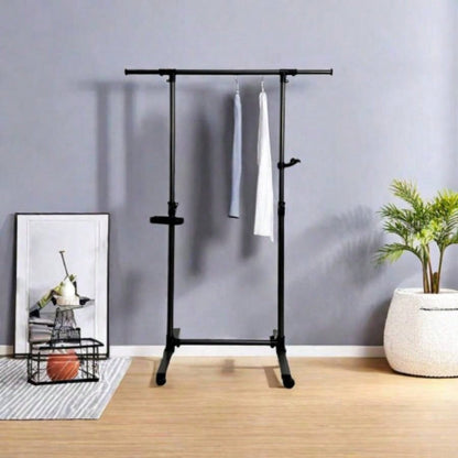 Short Clothing Racks Hanging Clothes with Bottom Shelves and Wheels Heavy Duty Rolling Clothes Rack Kids Clothing Rack Adult Coat, Closet, Wardrobe - Black