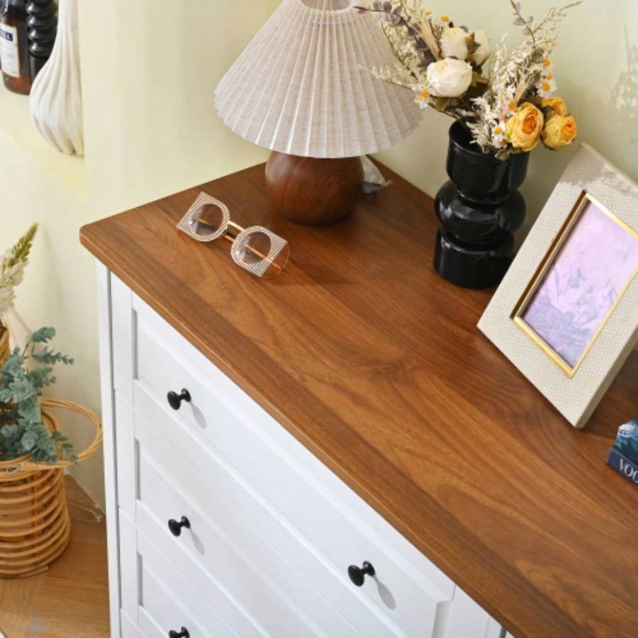 White Dresser Bedroom, 6 Drawer Dresser with Wide Drawer and Metal Handles, White Dresser, Wood Dressers Chests of Drawers Hallway, Entryway.