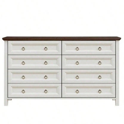 Farmhouse 8 Drawers Dresser Chests Bedroom, Wood Rustic Tall Chest of Drawers, Dressers Organizer Bedroom, Living Room, Hallway