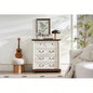 Farmhouse Style 5 Drawer Dresser Chest with Base Wooden Rustic Chest of Drawers, Storage Dresser Organizer Bedroom, Living Room, Beautiful Sturdy and Durable