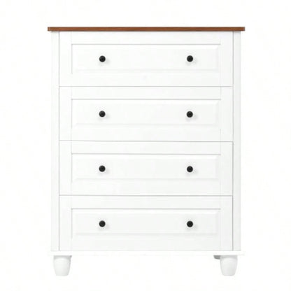 Modern Chest of Drawers, 4 Drawer Dresser, Tall Wood Storage Cabinet Living Room, Entryway, Hallway