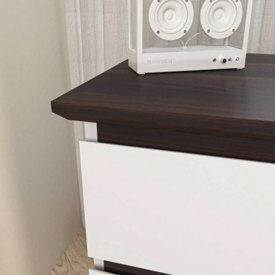 Wide size Drawer Storage Cabinet, 6 - drawer Chest of Drawers Bedroom Living Room, White Walnut color, 47.2x 15.74 Dx 30. H