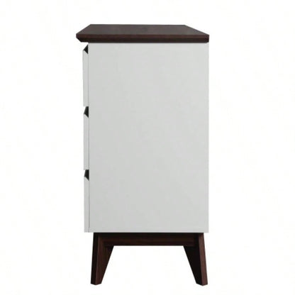 Wide size Drawer Storage Cabinet, 6 - drawer Chest of Drawers Bedroom Living Room, White Walnut color, 47.2x 15.74 Dx 30. H