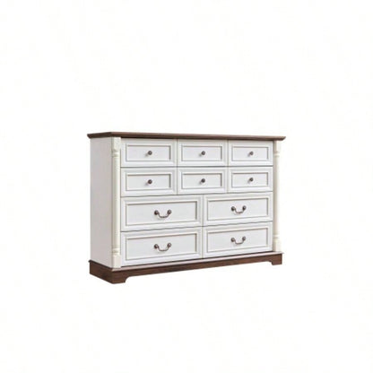 10 Drawer Dresser Chest Bedroom with Wooden Base and Riser Trim, Wooden Rustic Rustic Chest of Drawers, Storage Dresser Bedroom, Living Room