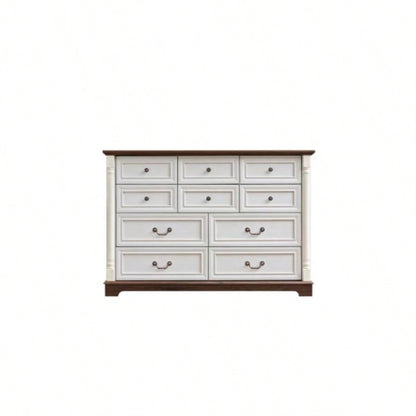 10 Drawer Dresser Chest Bedroom with Wooden Base and Riser Trim, Wooden Rustic Rustic Chest of Drawers, Storage Dresser Bedroom, Living Room