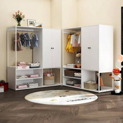 Wardrobe Closet, White Cabinet with Shelves, High wardrobe with 2 doors, some storage shelves, Large Clothing Storage with Hanging Rod Bedroom, Living/Laundry Room