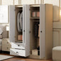 4 Door Wardrobe Closet with Drawers, Shelf and Hanging Rod, White