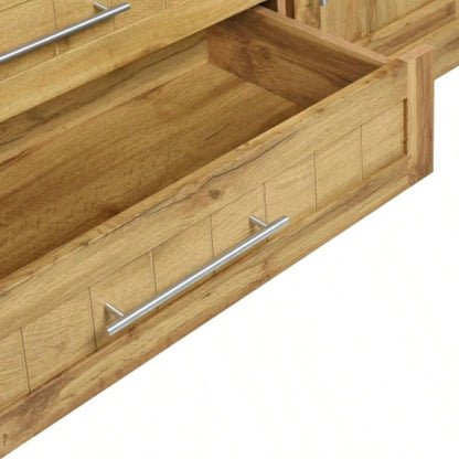 4 Door Wardrobe Armoire Closet with 3 Drawers, Natural