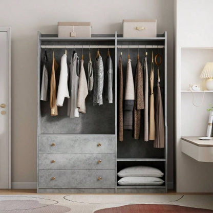 Open Wooden Wardrobe Storage Bedroom, Gray