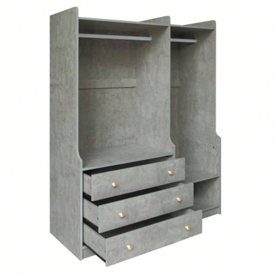 Open Wooden Wardrobe Storage Bedroom, Gray