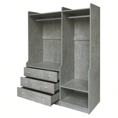 Open Wooden Wardrobe Storage Bedroom, Gray