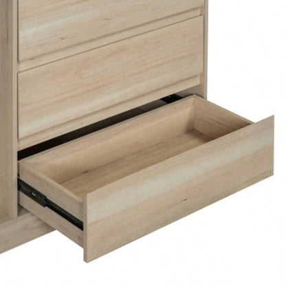 Wardrobe with 4 Drawers and 3 Shelves, Natural
