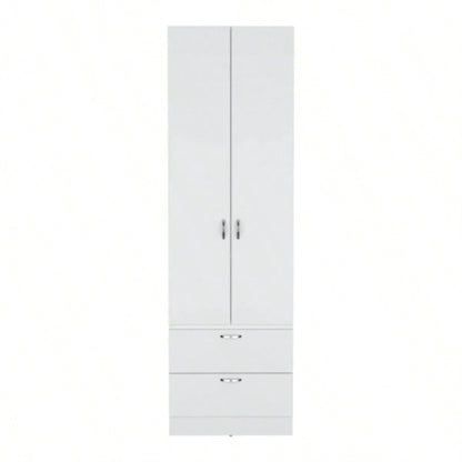 Armoire Wardrove 76 H, Hanging Rod, 2 Drawers, 1 Shelf, White