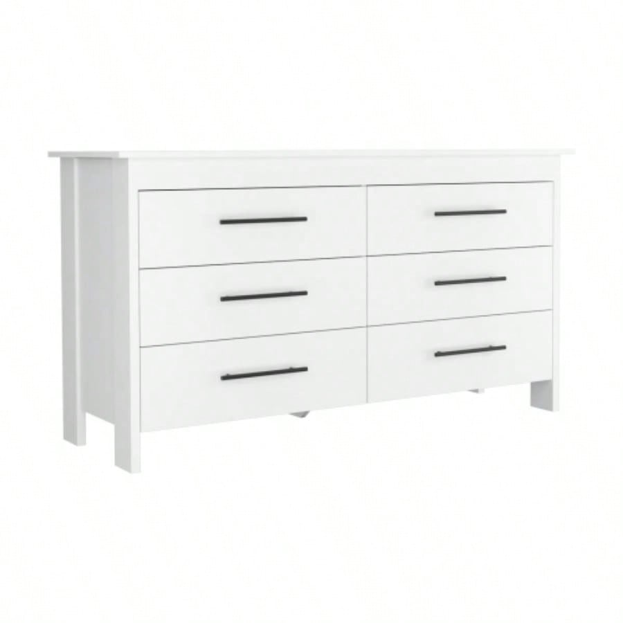 Double Dresser, Four, 6 Drawer, Superior Top, White