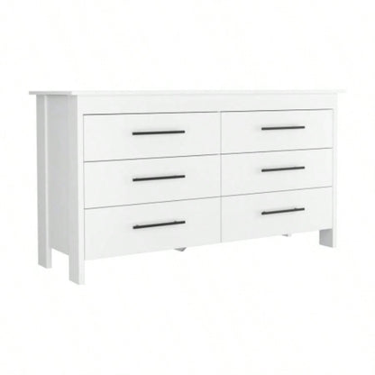 Double Dresser, Four, 6 Drawer, Superior Top, White