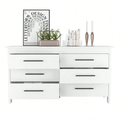Double Dresser, Four, 6 Drawer, Superior Top, White
