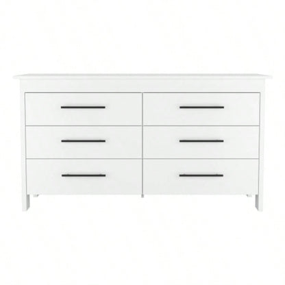 Double Dresser, Four, 6 Drawer, Superior Top, White