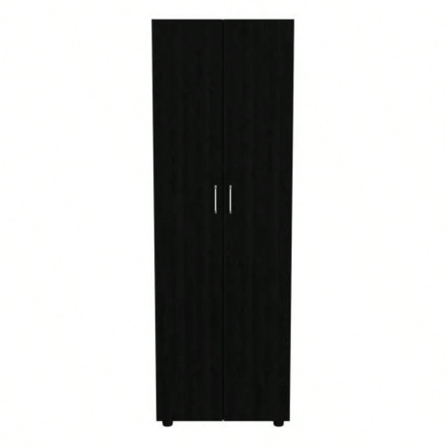 Armoire - organiser 70.8H, Two Shelves, Rod, Double Door Cabinet Armoire, Black