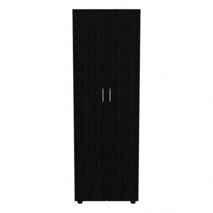 Armoire - organiser 70.8H, Two Shelves, Rod, Double Door Cabinet Armoire, Black