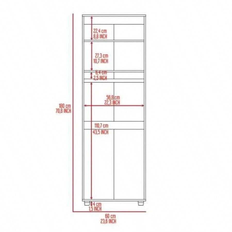 Armoire - organiser 70.8H, Two Shelves, Rod, Double Door Cabinet Armoire, Black