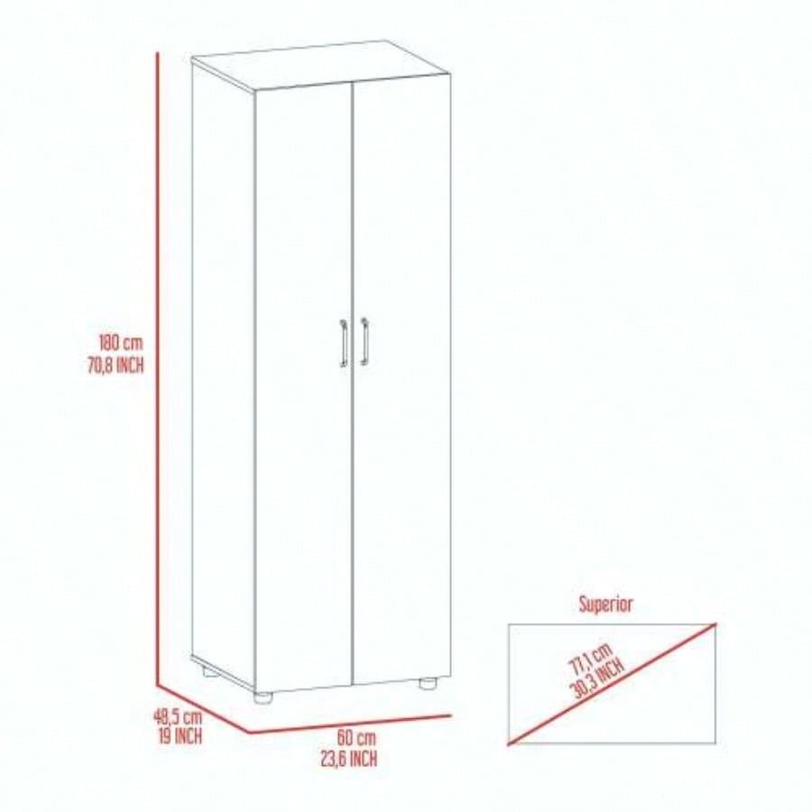 Armoire - organiser 70.8H, Two Shelves, Rod, Double Door Cabinet Armoire, Black