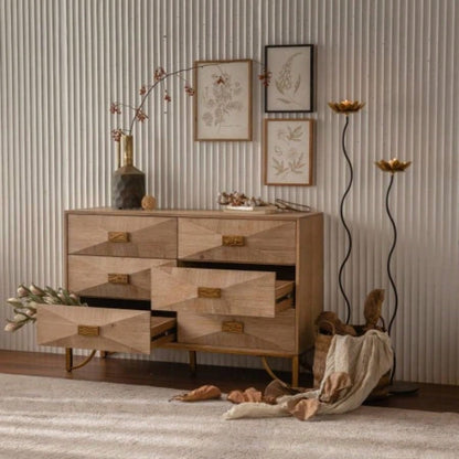 6 Drawers Dresser, Modern Dressers Chests of Drawers, TV Stand, Light Wood Dresser Bedroom, Living Room, Hallway