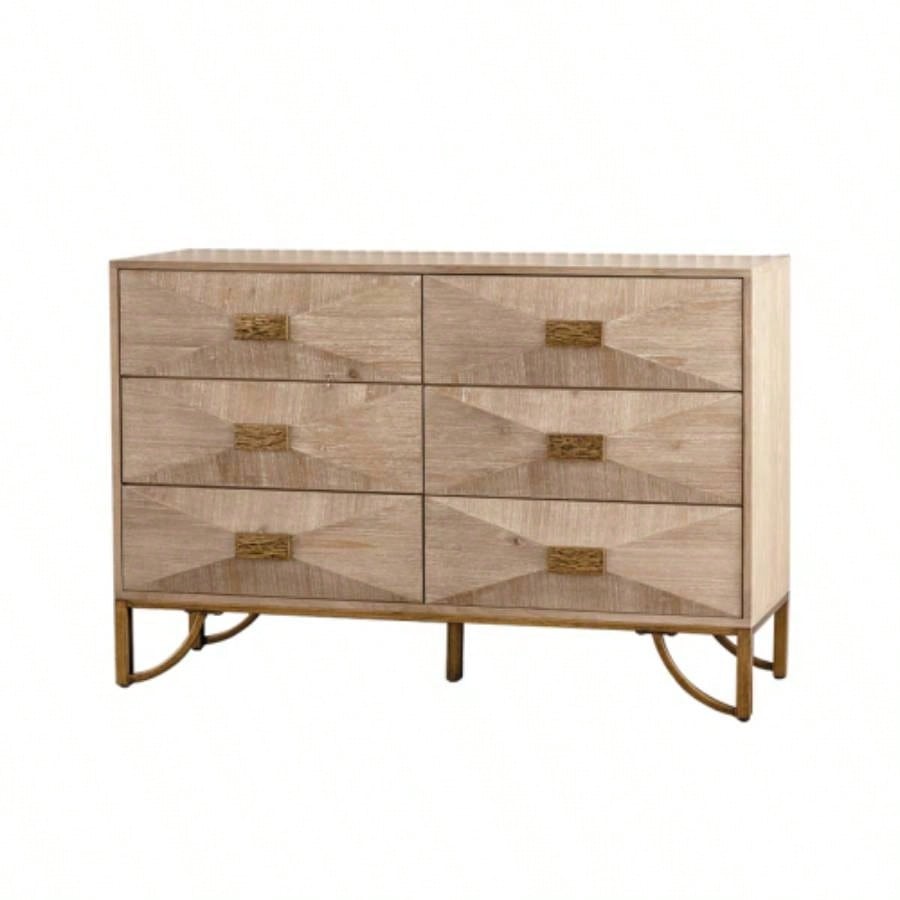 6 Drawers Dresser, Modern Dressers Chests of Drawers, TV Stand, Light Wood Dresser Bedroom, Living Room, Hallway