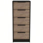 Dresser 42H, 5 Drawer, Vertical Dresser, Black/ Light Oak