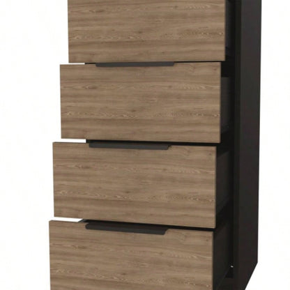 Dresser 42H, 5 Drawer, Vertical Dresser, Black/ Light Oak