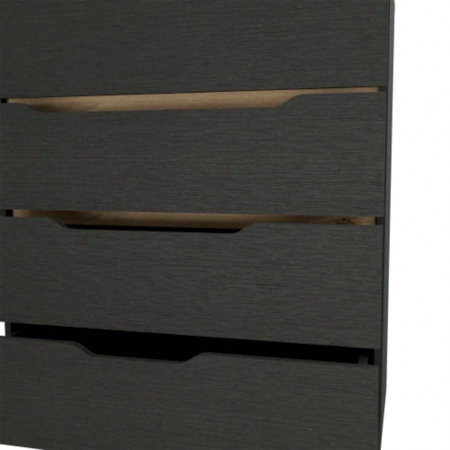 Drawer Dresser 35H, Four Drawers, Superior Top, Black/ Light Oak