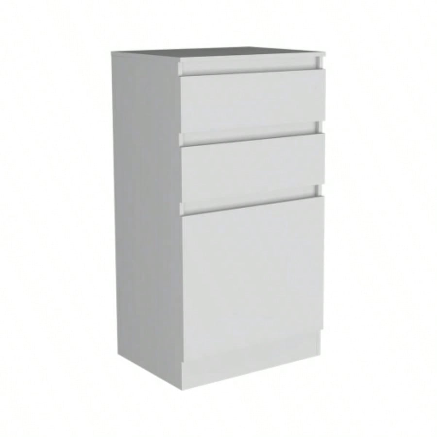 Dresser 43H, Jewelry Box, Mirror, Single Door Cabinet, Two Drawers, White