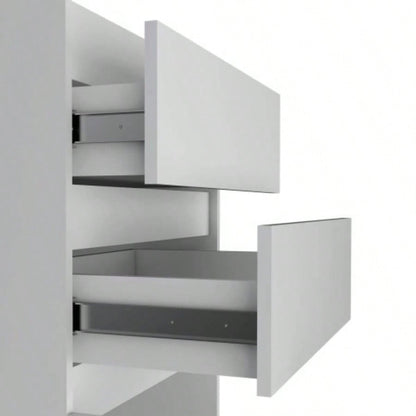 Dresser 43H, Jewelry Box, Mirror, Single Door Cabinet, Two Drawers, White