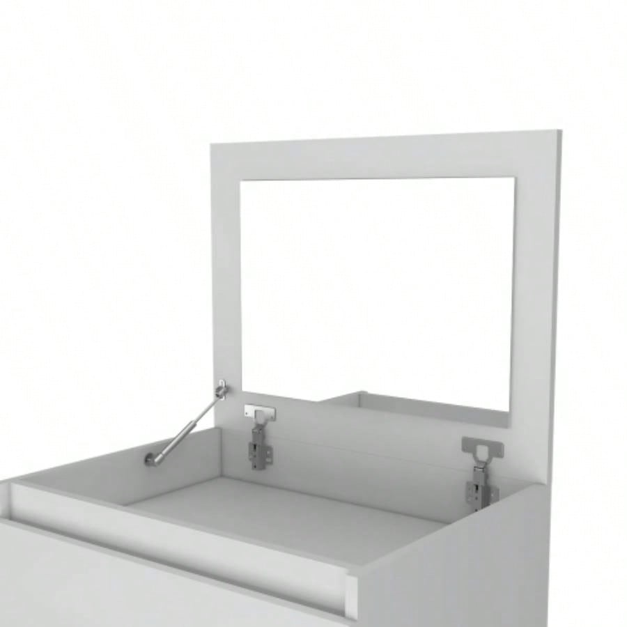 Dresser 43H, Jewelry Box, Mirror, Single Door Cabinet, Two Drawers, White