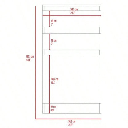 Dresser 43H, Jewelry Box, Mirror, Single Door Cabinet, Two Drawers, White