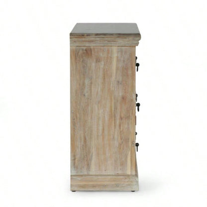 Acacia Wood 3 Drawer Dresser, 40 Inches Wide Accent Storage Cabinet
