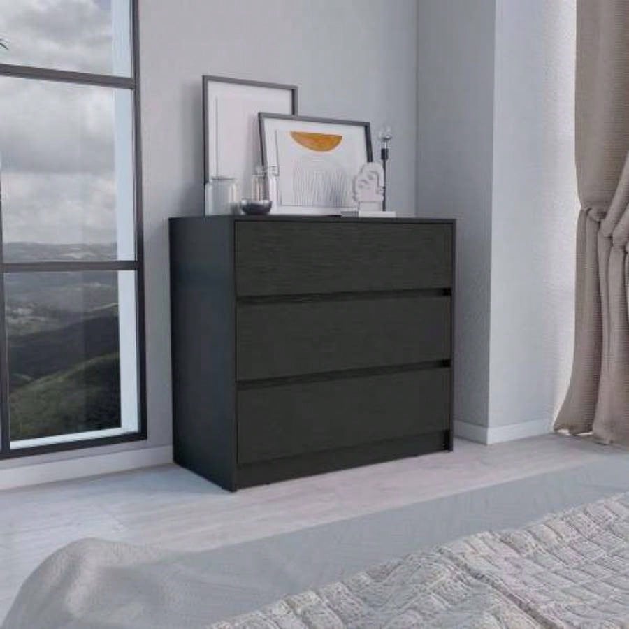Dresser 31H, 3 Drawers, Chest of Drawers, Black